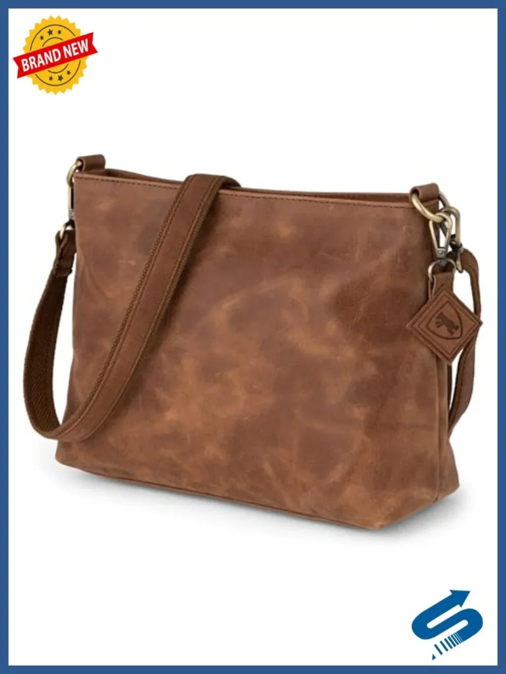 Genuine Leather Crossbody Bag Satchel Purse with Adjustable Strap